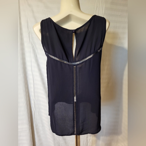 Alythea Classic Navy Blue Sleeveless Blouse, Size Small - Picture 2 of 3